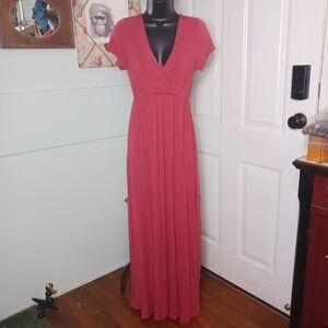 Mother Bee Maternity/Nursing Maxi Dress Red lightweight soft flowy Sz Medium